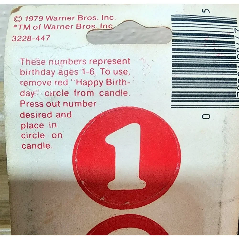 1979 Looney Tunes Porky Pig Birthday Candles Wilton Set of 2. With # Inserts 1-6